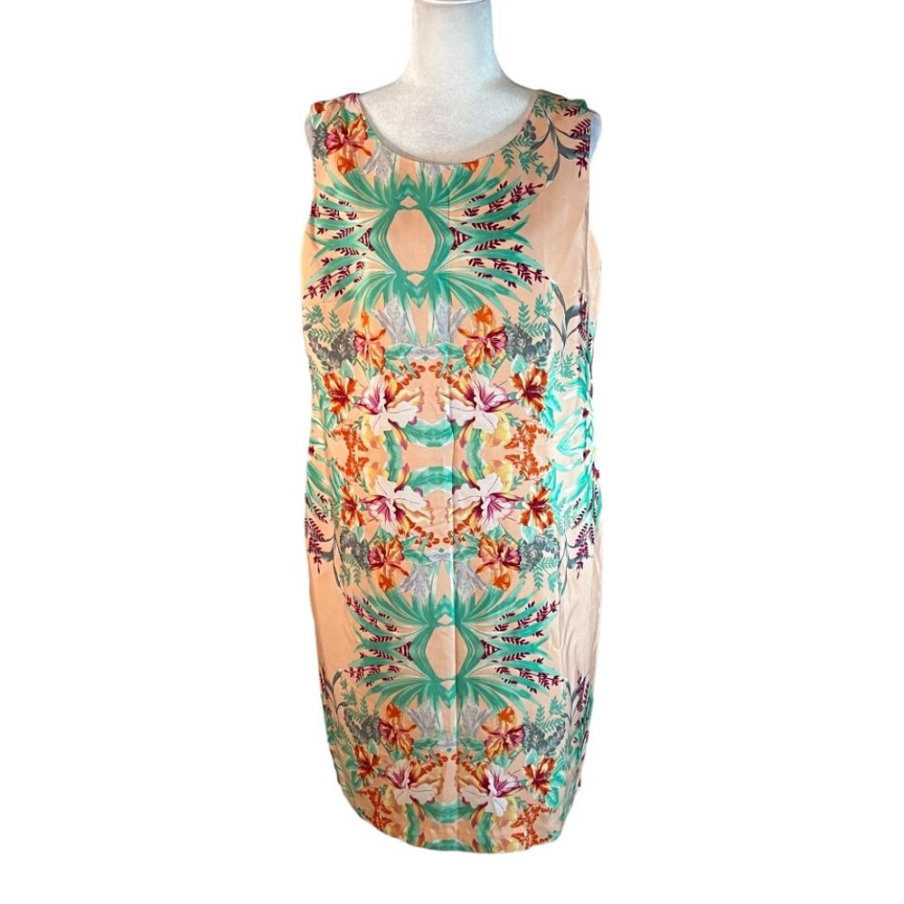 Danny & Nicole Dress 16 Plus Multicolor Tribal Sleeveless Sheath Lined Boho - Picture 1 of 12